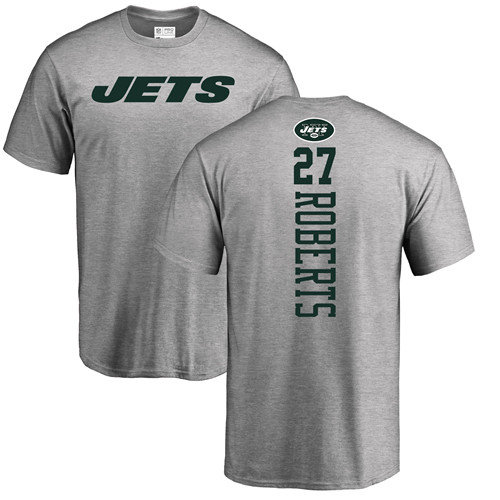 New York Jets Men Ash Darryl Roberts Backer NFL Football #27 T Shirt->nfl t-shirts->Sports Accessory